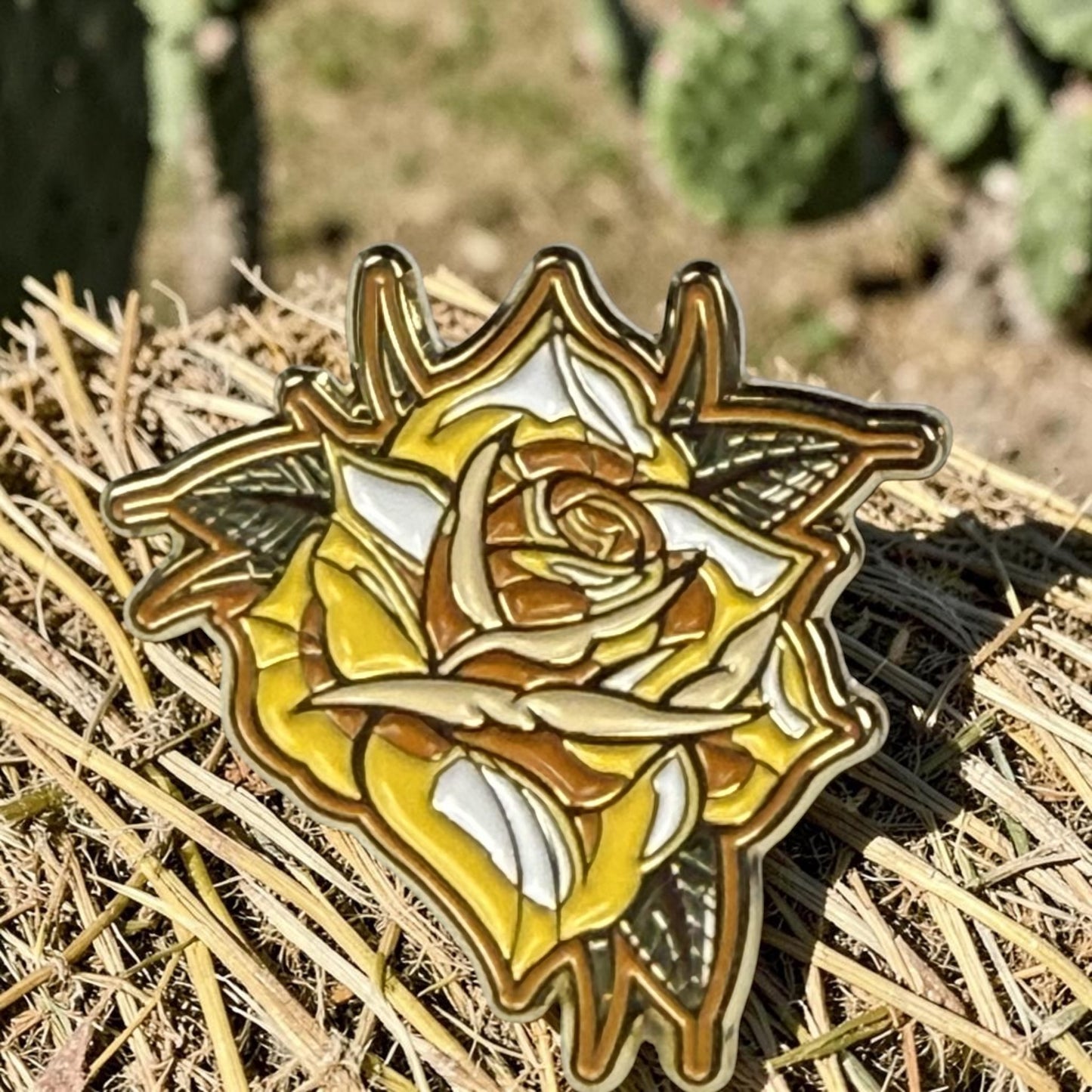 Yellow Rose Enamel Cap Pin by Hales Speed Shop x FunkyBrims