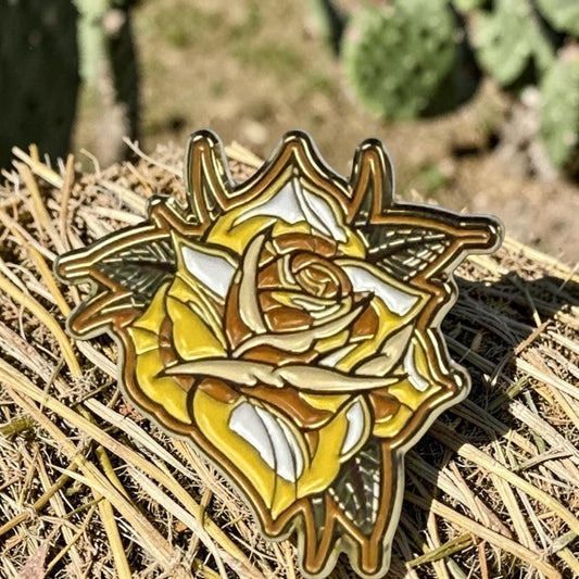 Yellow Rose Enamel Cap Pin by Hales Speed Shop x FunkyBrims