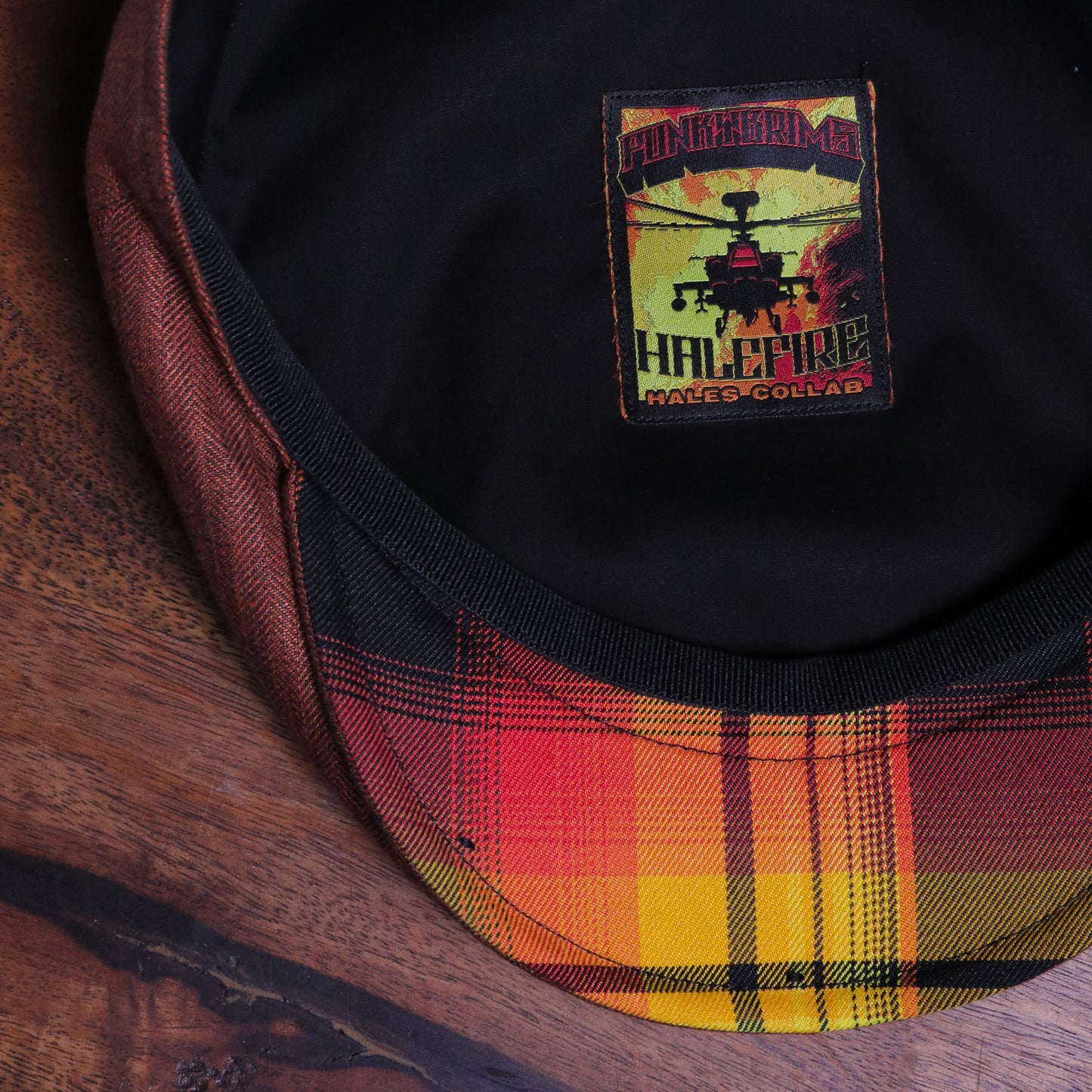 HaleFire Orange Herringbone Flat Cap -  Hales Speed Shop X FunkyBrims Collab (with Pin)