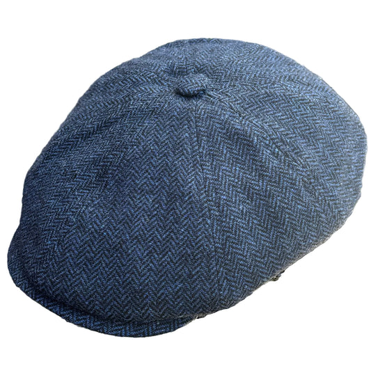 The "Tommy" Blue Herringbone Newsboy Cap by FunkyBrims