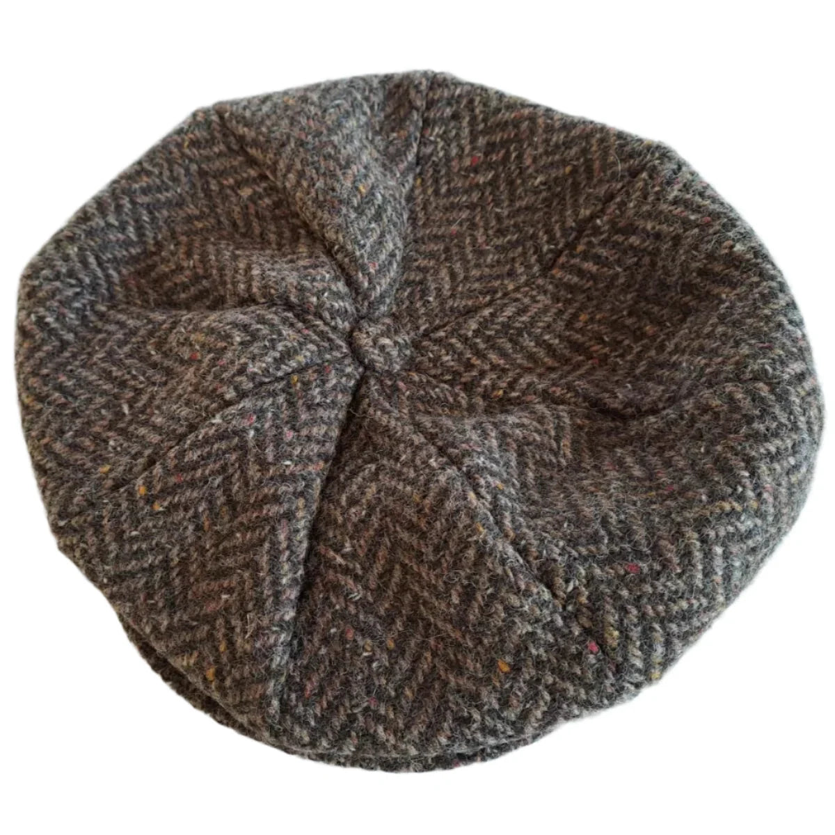 The Eight Piece Tweed Cap in Brown Herringbone by Hanna Hats of Donegal