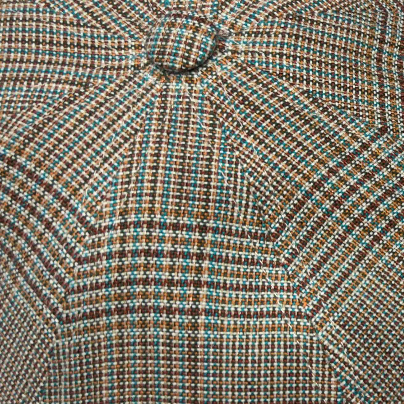 Brown, Tan, blue, and beige newsboy cap by FunkyBrims.