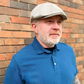 Brown, Tan, blue, and beige newsboy cap by FunkyBrims.