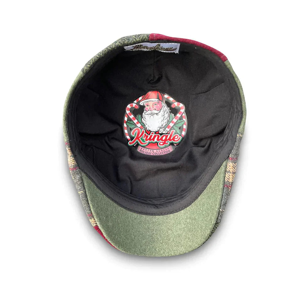 The Kringle - Crimson & Green Plaid Christmas Cap by Boston Scally Co.