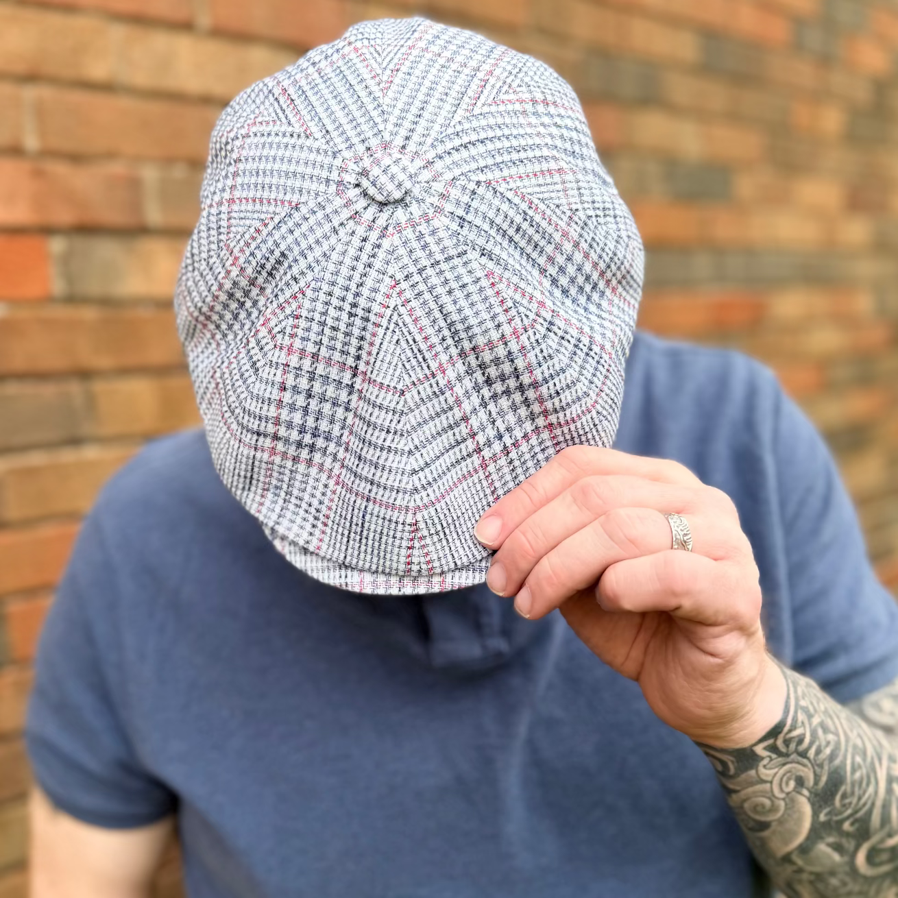 A Red, White, and Blue Check Newsboy cap by FunkyBrims.