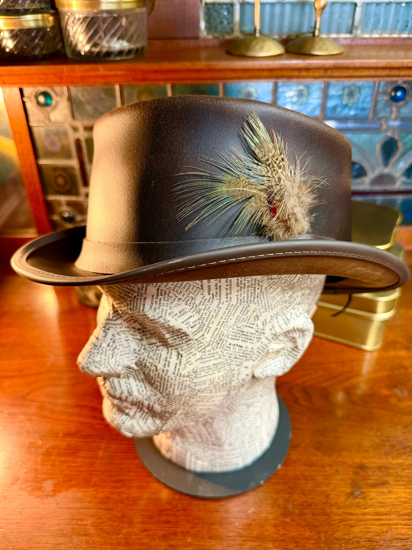 Marlow LT Brown Leather Top Hat