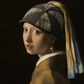 Girl with a Pearl Earring with Charcoal and Yellow scally cap