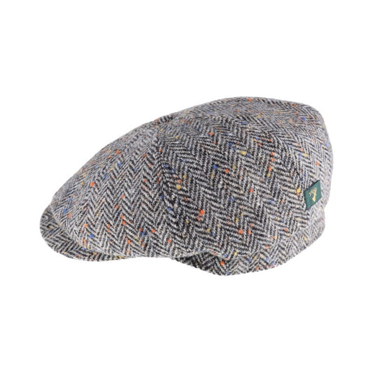 Mucros Weavers Driving Newsboy Cap - Gray Herringbone -1