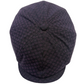 A dark purple and black patterned newsboy cap photographed from a top-down angle on a white background.