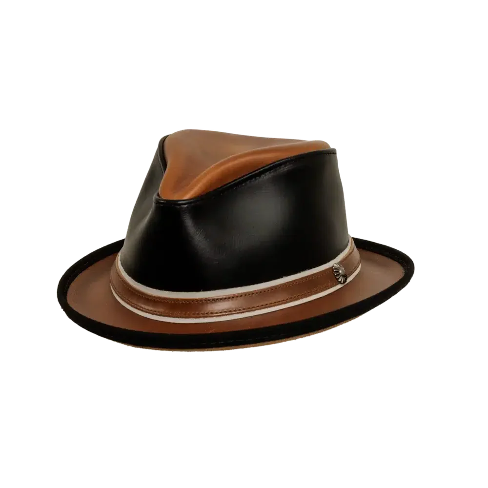 Rocky Mens Leather Fedora Hat