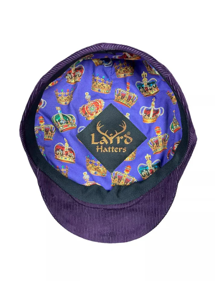 Royal Crown Edition Needlecord Flat Cap - Purple by Laird Hatters