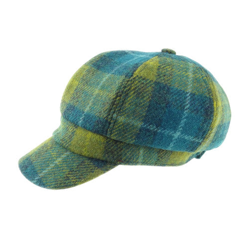 Harris Tweed One Size Ladies Cap in Sea Blue / Green by Glen Appin of Scotland