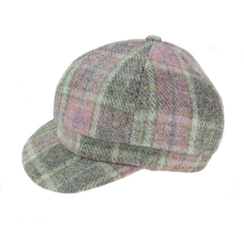 Harris Tweed One Size Ladies Cap in Soft Pink Buchanan by Glen Appin of Scotland