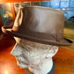 Soho Trilby Leather Fedora Hat in Brown