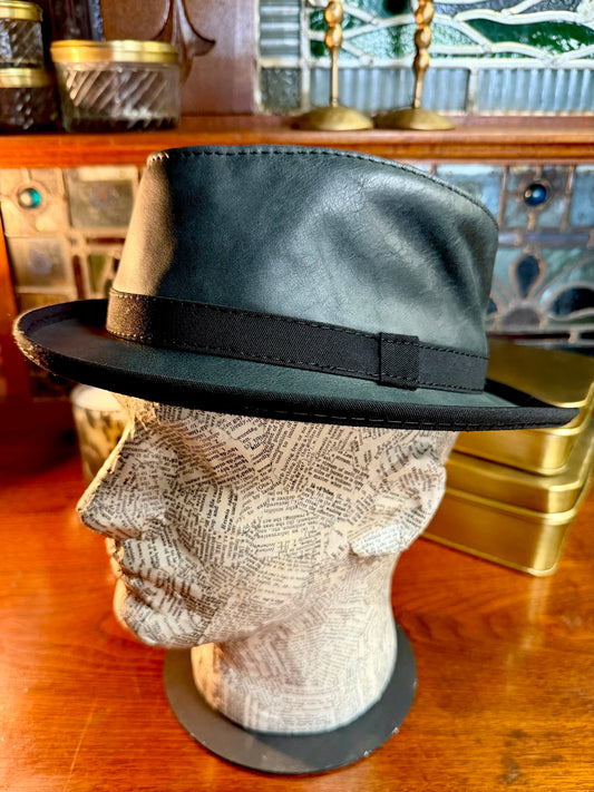 Soho Trilby Leather Fedora Hat in Black