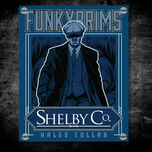 Shelby Co. Vinyl Garage Banner by Hales Speed Shop x FunkyBrims - 36" X 29" - FunkyBrims Blue