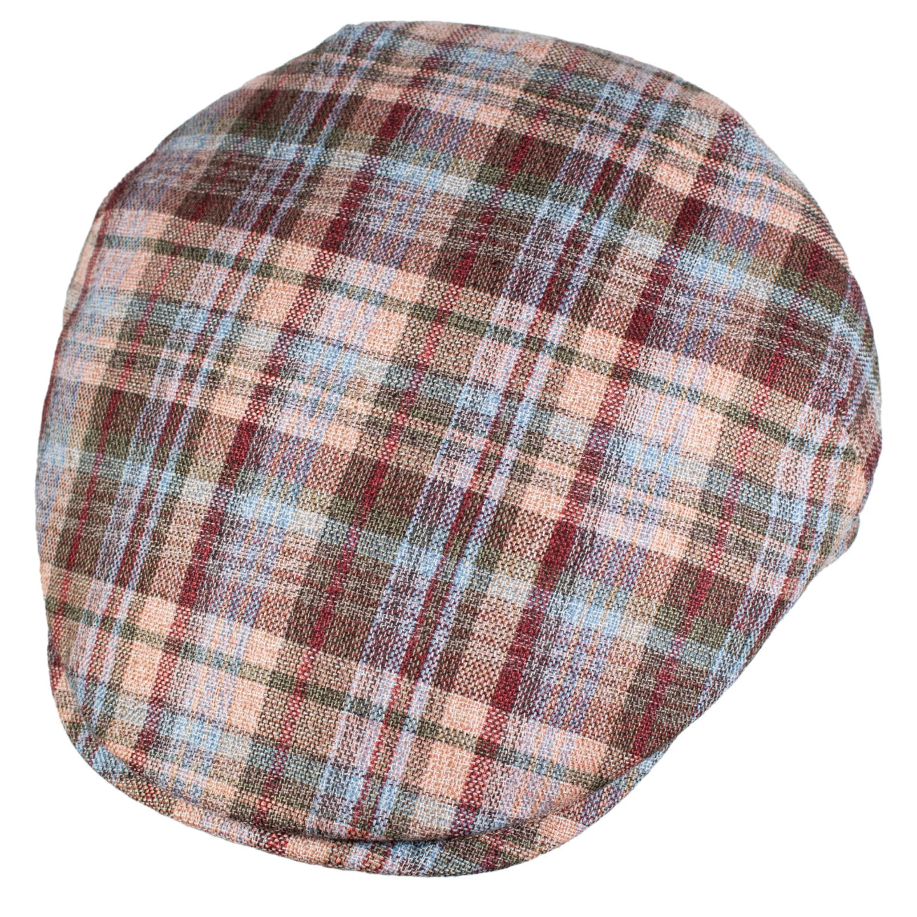 Plaid patterned cap on a white background
