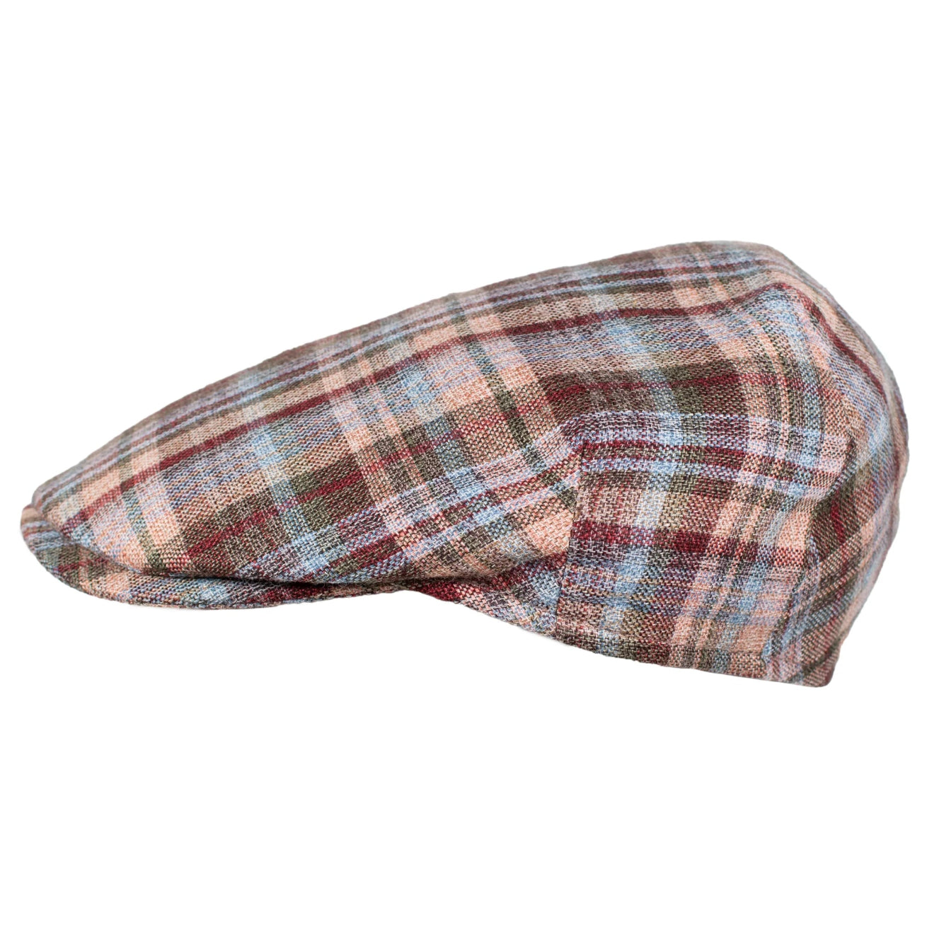 Plaid flat cap on a white background