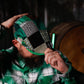 Feelin’ Lucky / Green Cheyenne Patchwork Flat Cap -  Hales Speed Shop X FunkyBrims Collab (with Pin)