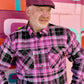 Warrior II Pink Houndstooth Flat Cap - Hales Speed Shop X FunkyBrims Collab (with Pin)