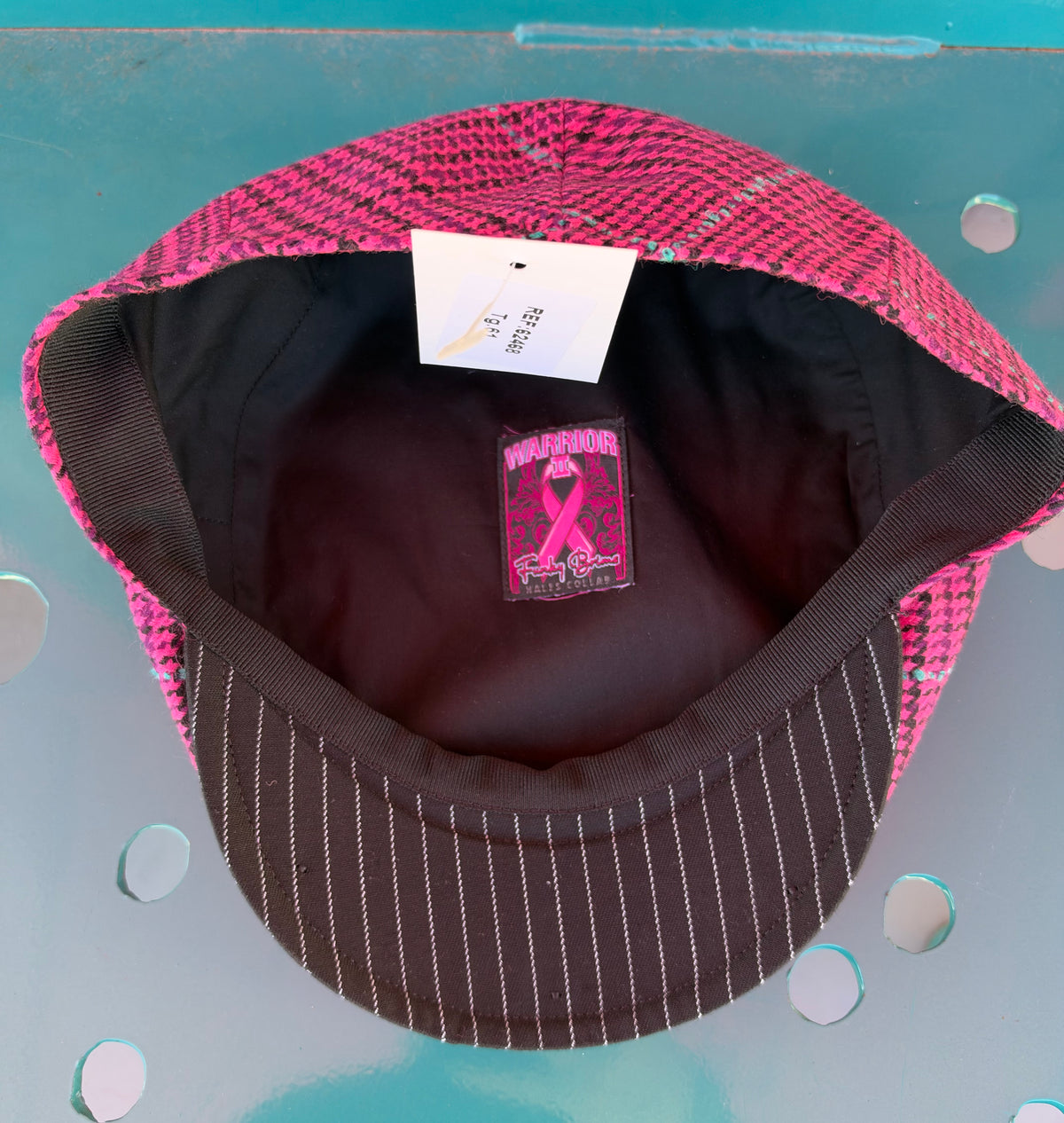 Warrior II Pink Houndstooth Flat Cap - Hales Speed Shop X FunkyBrims Collab (with Pin)