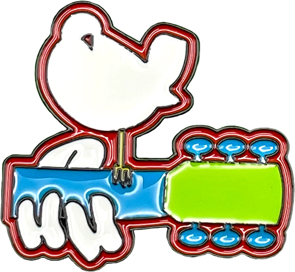 Enamel Pin - Woodstock Peace Dove Guitar 1960s Rock Music
