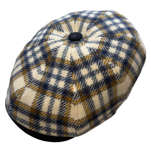 Yorkshire Plaid, blue and gold, newsboy at FunkyBrims