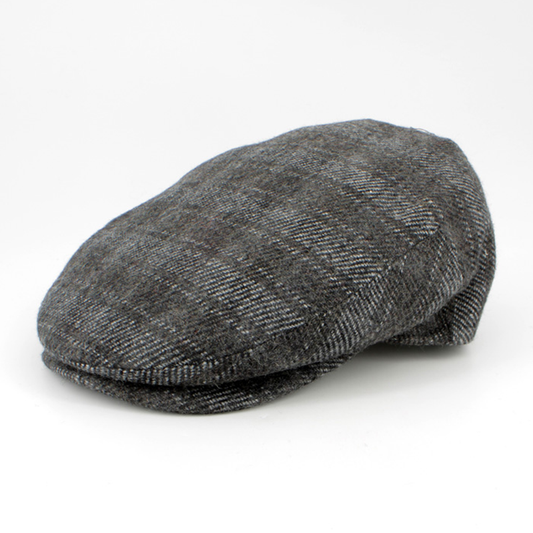 The Duke – Charcoal Plaid Flat Cap by Hologramme Paris – front angle