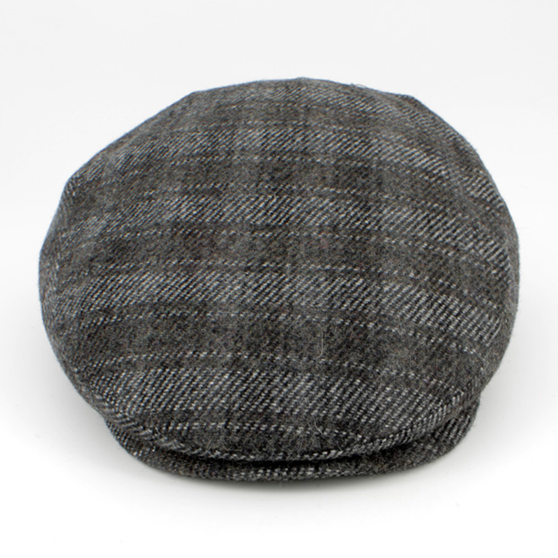 The Duke – Charcoal Plaid Flat Cap by Hologramme Paris – top view