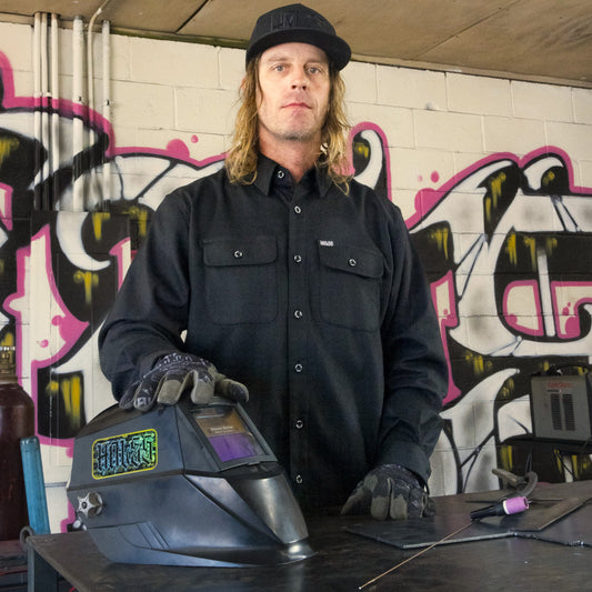 Hales Blue Collar long sleeve work shirt in black, front view