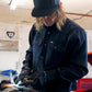 Hales Black Blue Collar long sleeve work shirt worn while welding