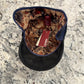 Jade Grey cap with ear flaps extended and patterned lining