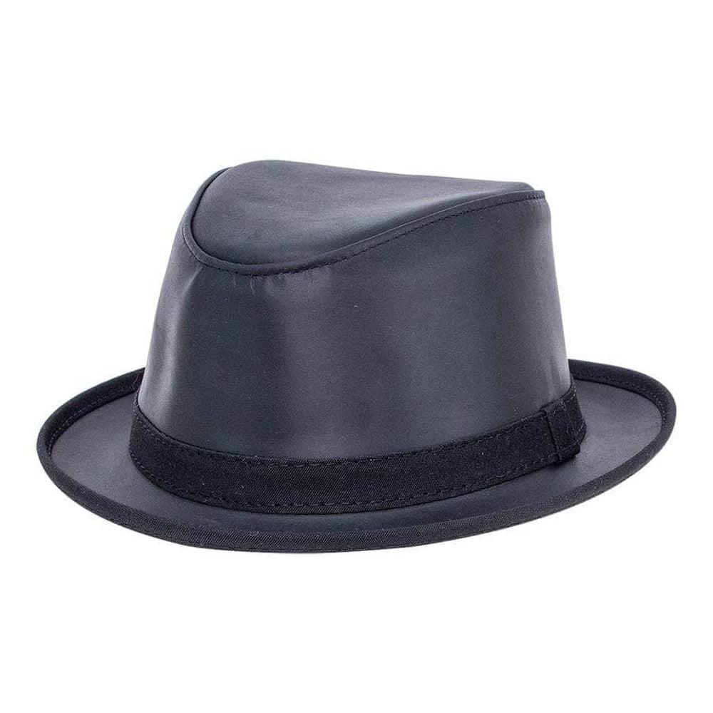 Soho Trilby Leather Fedora Hat in Black