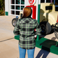 Women's Wretch plaid flannel, modeled back view